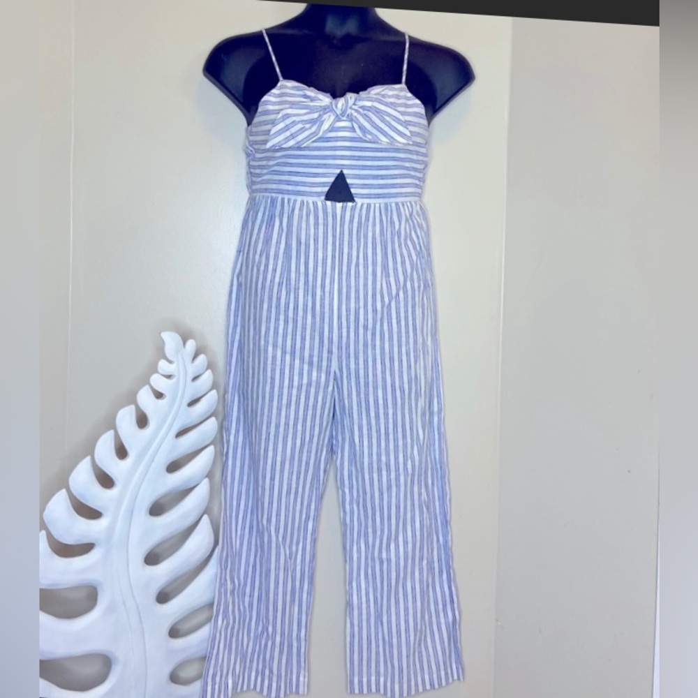 ZARA Blue and White Stripe Spaghetti Stripe Jumpsuit and Romper Size 14